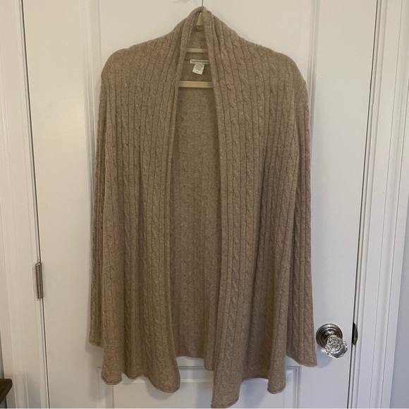 White + Warren Cashmere Cable Knit Cardigan - Sand - Picture 5 of 5